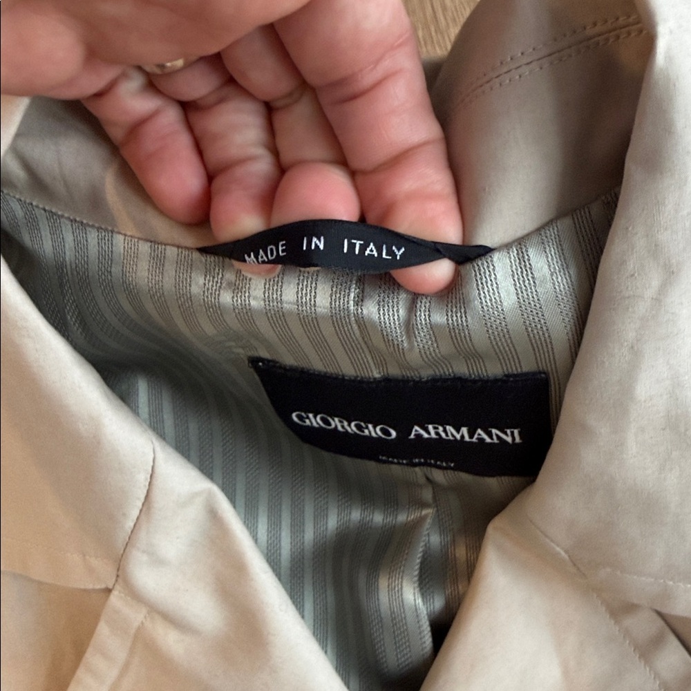 VINTAGE GIORIO ARMANI ITALIAN MADE SHORT TRENCH COAT BLAZER TAN SIZE M/L 10/12 - Picture 6 of 8